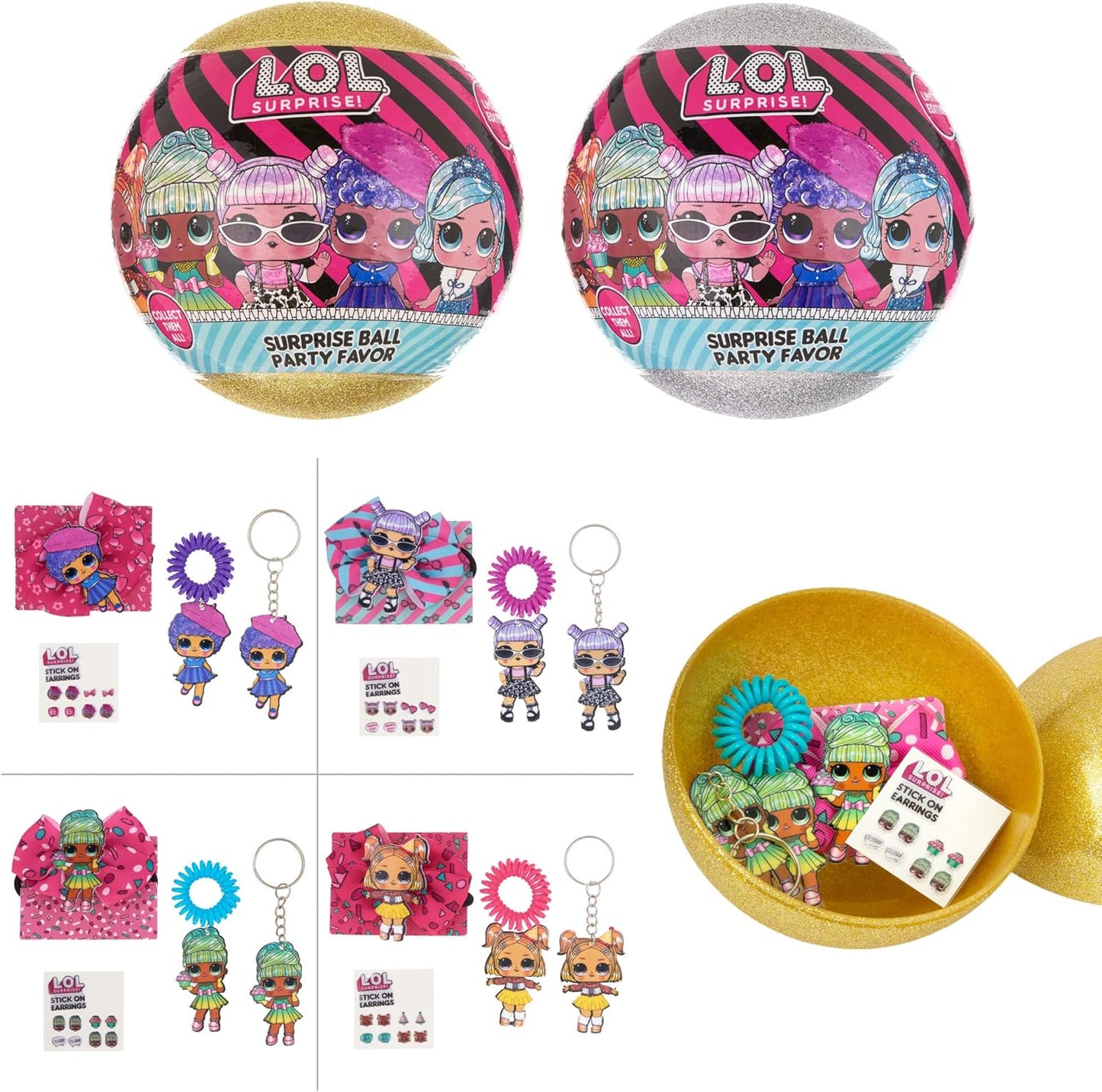 L.O.L. Surprise! 4-Pack Novelty Assortment Balls Value Pack - OMG Birthday Party Favors & Accessories for Girls