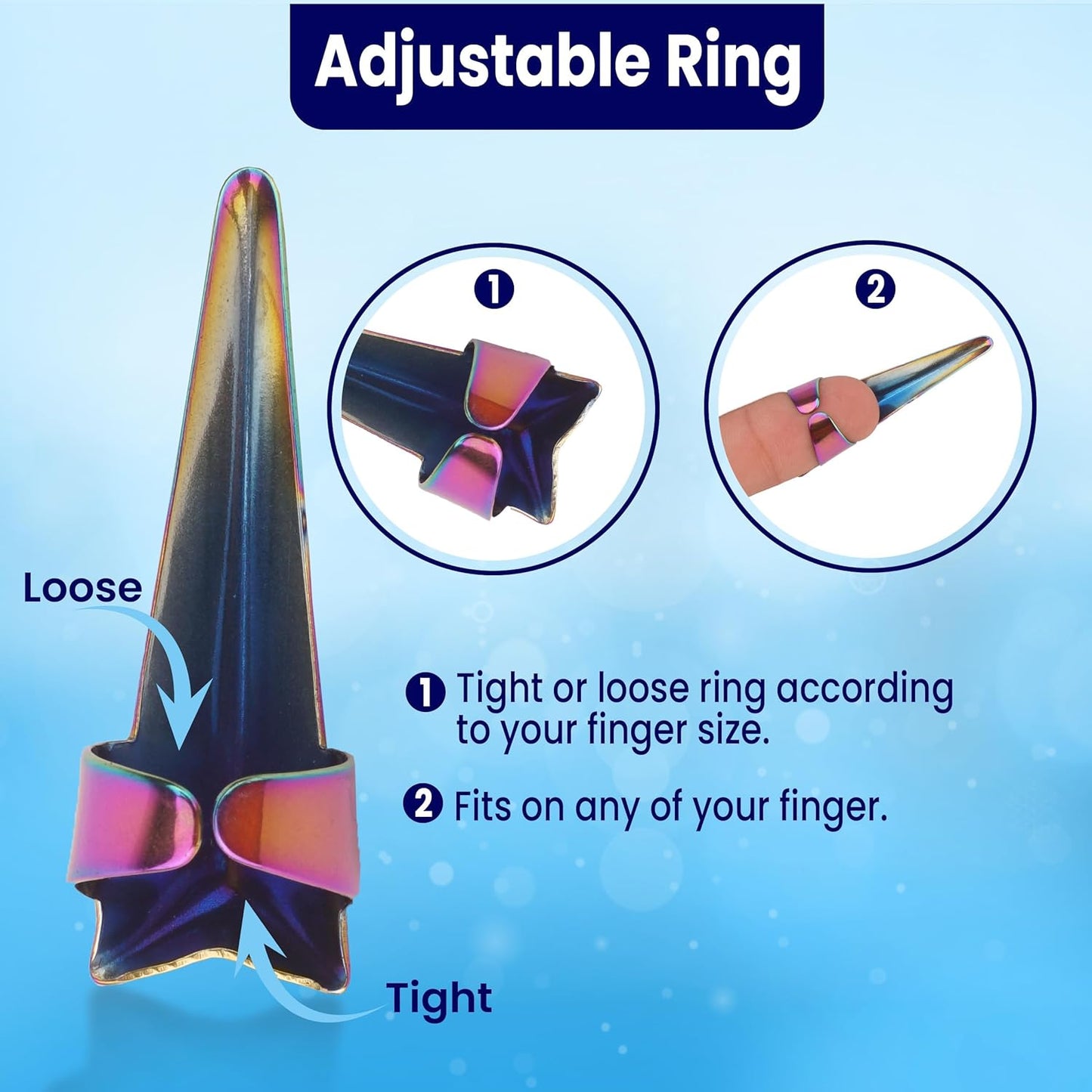 Beauty & Crafts 2PC Pro Hair Parting & Sectioning Rings-Stainless Steel Finger braiding Tool for Precise Hair Styling and Extension Installations - Inculde Straight &Curved Ring with Box (Multi)