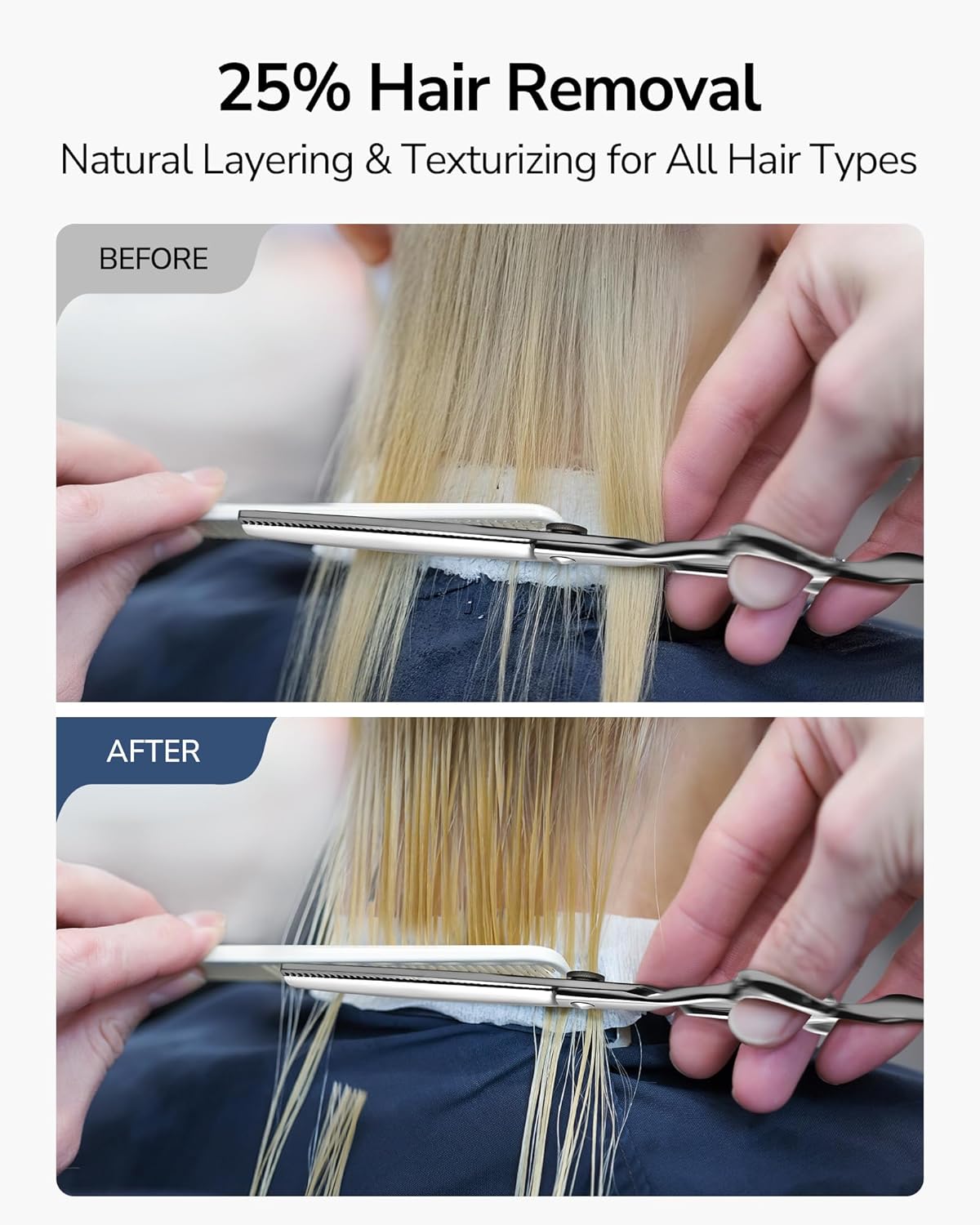 ULG Hair Cutting Scissors Shears Set, 7.5 Inch Professional Barber Thinning Scissor, Hairdressing Texturizing Edge Razor, Comb, Clips, 8 Pcs Stainless Steel Haircut Kit for Salon & Home (Silver)