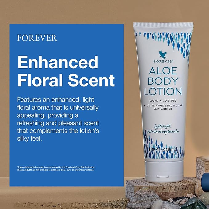 Forever Living - Aloe Body Lotion - Fast-Absorbing and Hydrating Moisturizer for Youthful Skin - Vegan and Gluten-Free - Light Floral Scent - 8 fl oz