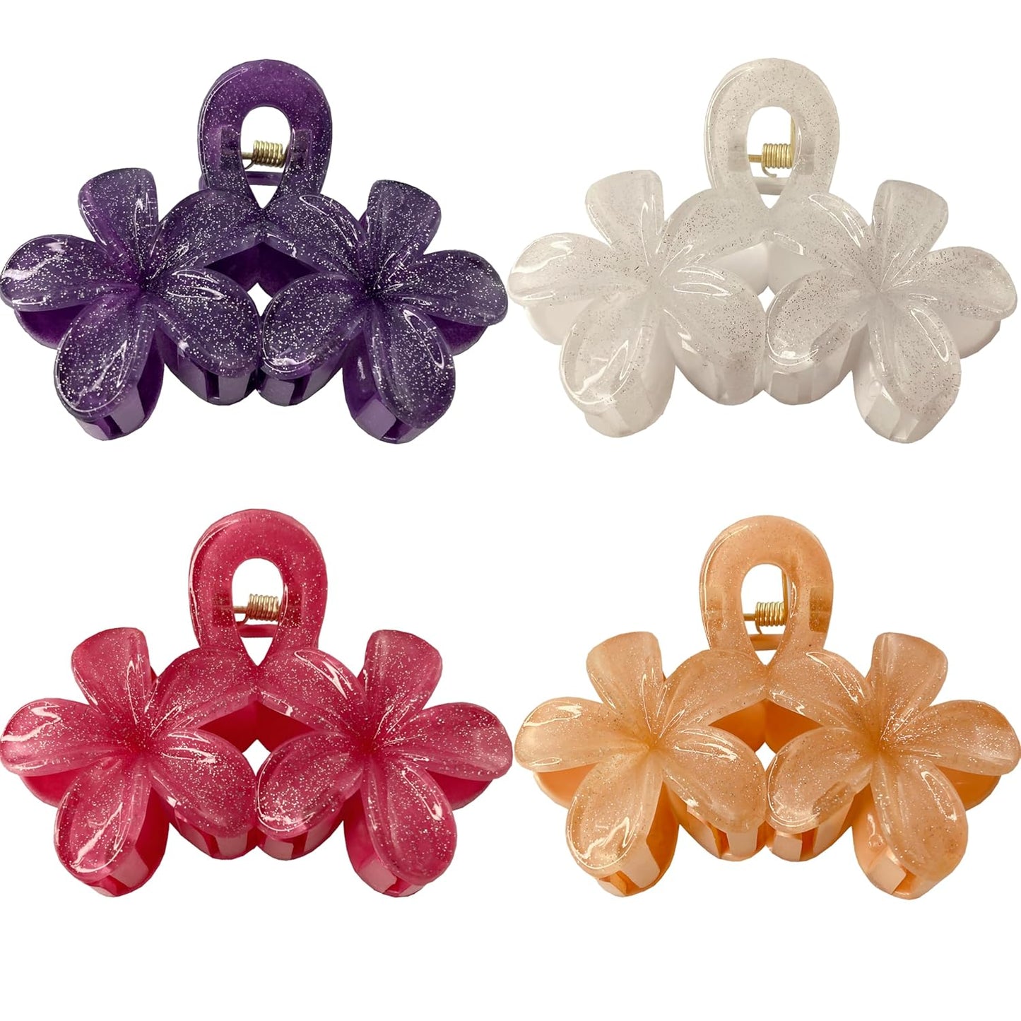 MARY LAVENDER Hair Clip Big Claw Clips for Women and Girls, Non Slip Strong Hold Flower Shape Hair Clips for Medium Hair Thin Hair 4 Colors