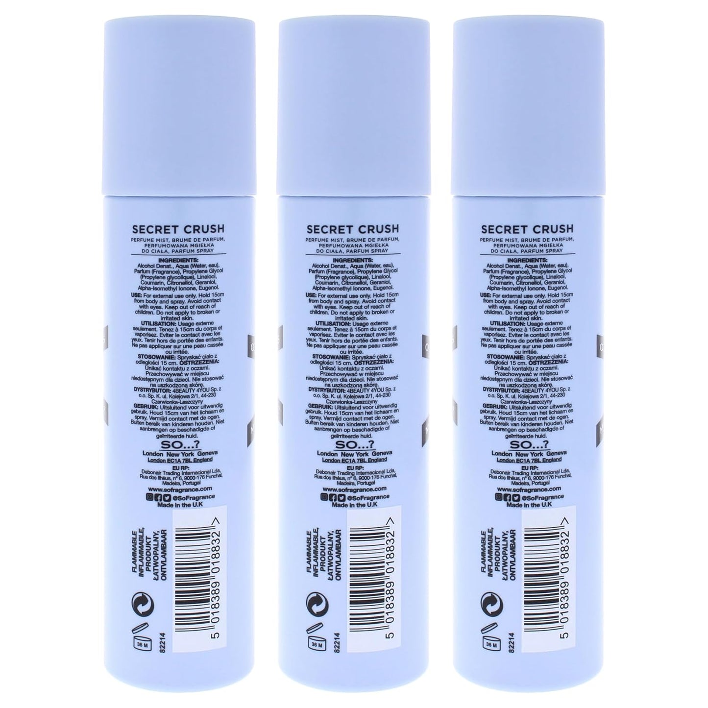 So...? Secret Crush Perfume Mist for Women - 4.7 oz Mist - Pack of 3