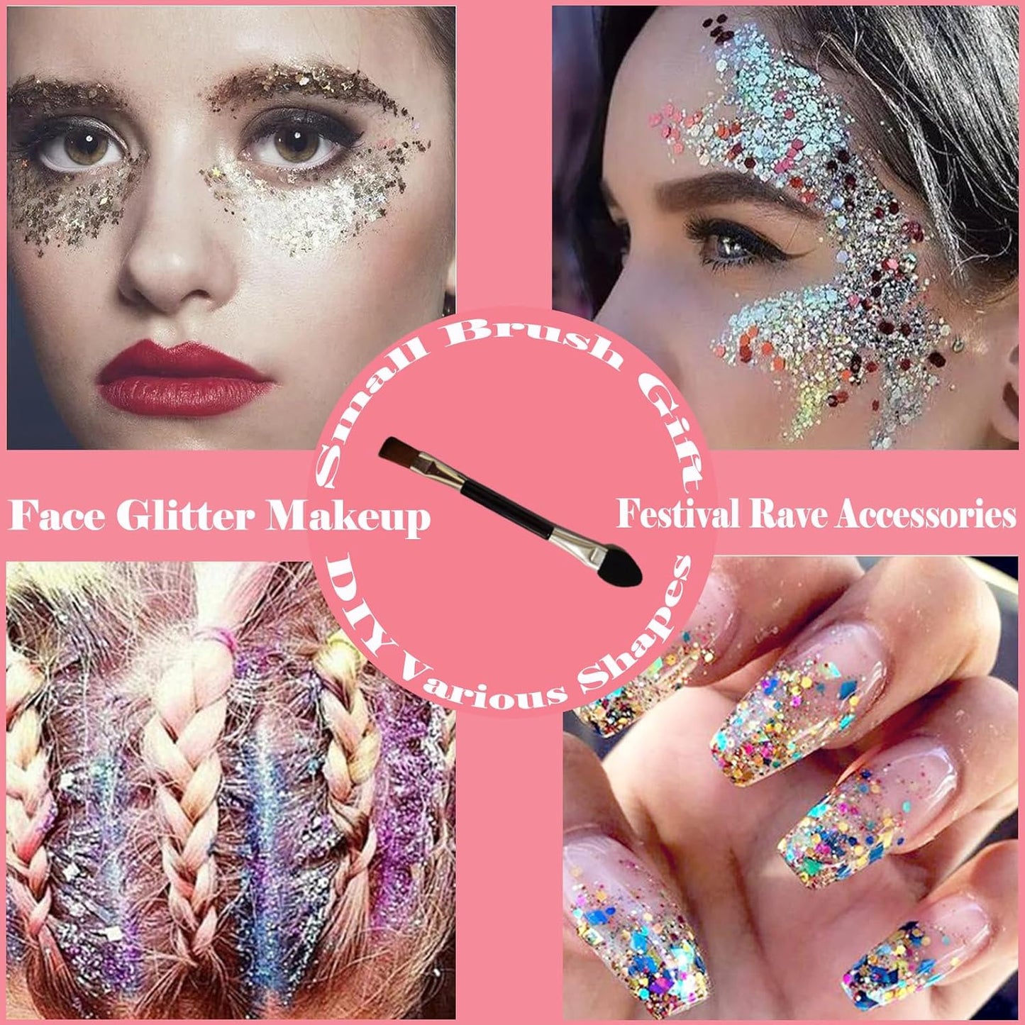 Body Glitter Face Glitter Gel: Singer Concerts Disco Festival Rave Accessories Face Glitter Makeup 150ml Chunky Sequins Mermaid Face Body Hair Glitter Gel (2 White)
