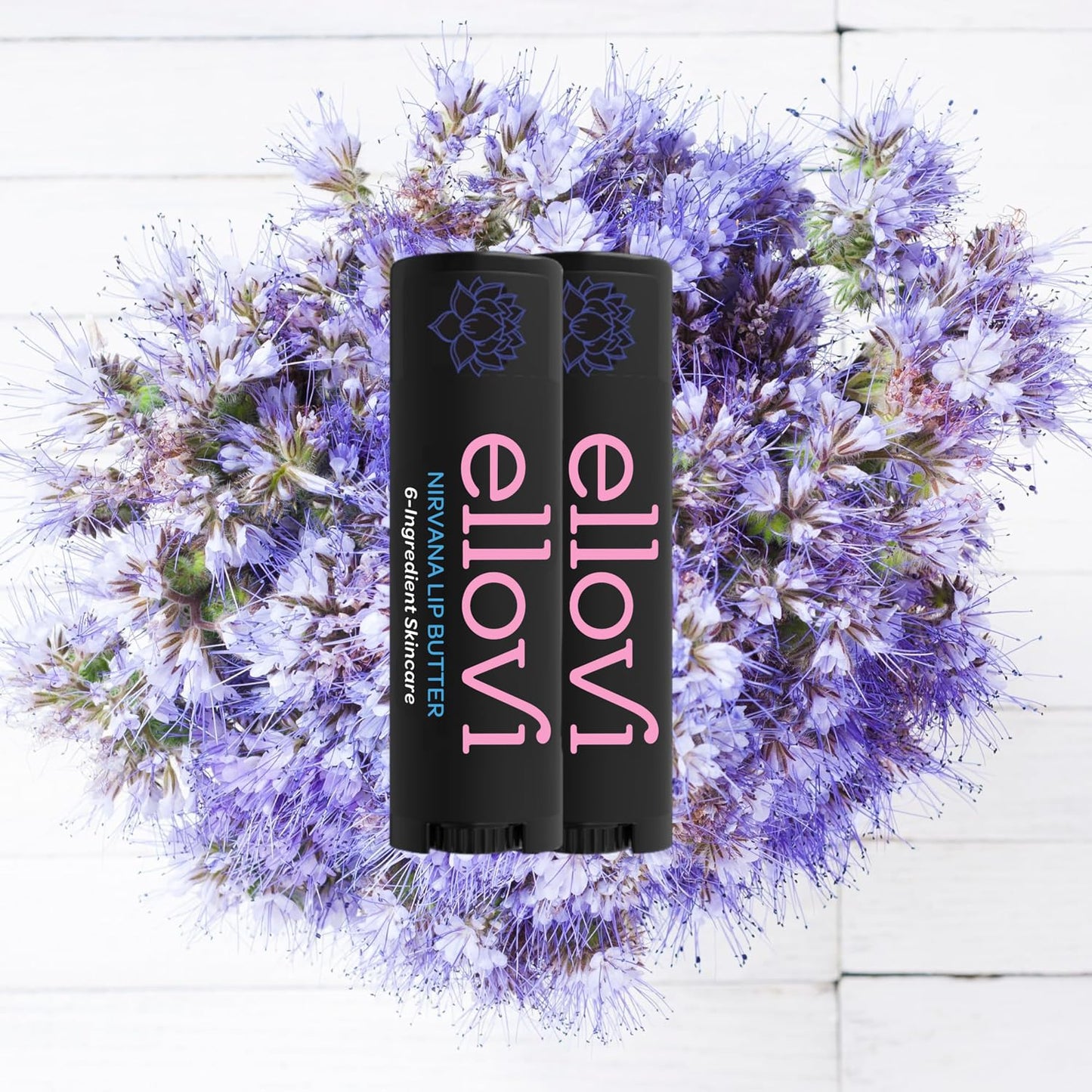 Ellovi Natural Lip Butter Lip Balm - Nirvana - Pure Enough to Eat - Made With Just 6 Vegan Ingredients - 100% Natural & Organic Moisturizing Lip Care for All Day Hydration (2-Pack)