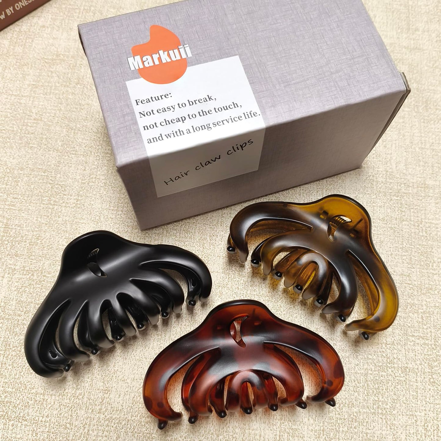 3.5 Inch Hair Claw Clips, Unbreakable No Slip Matte Claw Clip for Women's Thin & Medium Thick Fine Hair, 3 Pack