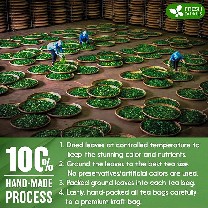 FreshDrinkUS, Premium 40 Bay Leaf Tea Bags, 100% Natural & Pure from Bay Leaves. Loose Leaf Bay Herbal Tea. Made with Natural Material Tea Bags, No Sugar, No Caffeine, No Gluten, Vegan.