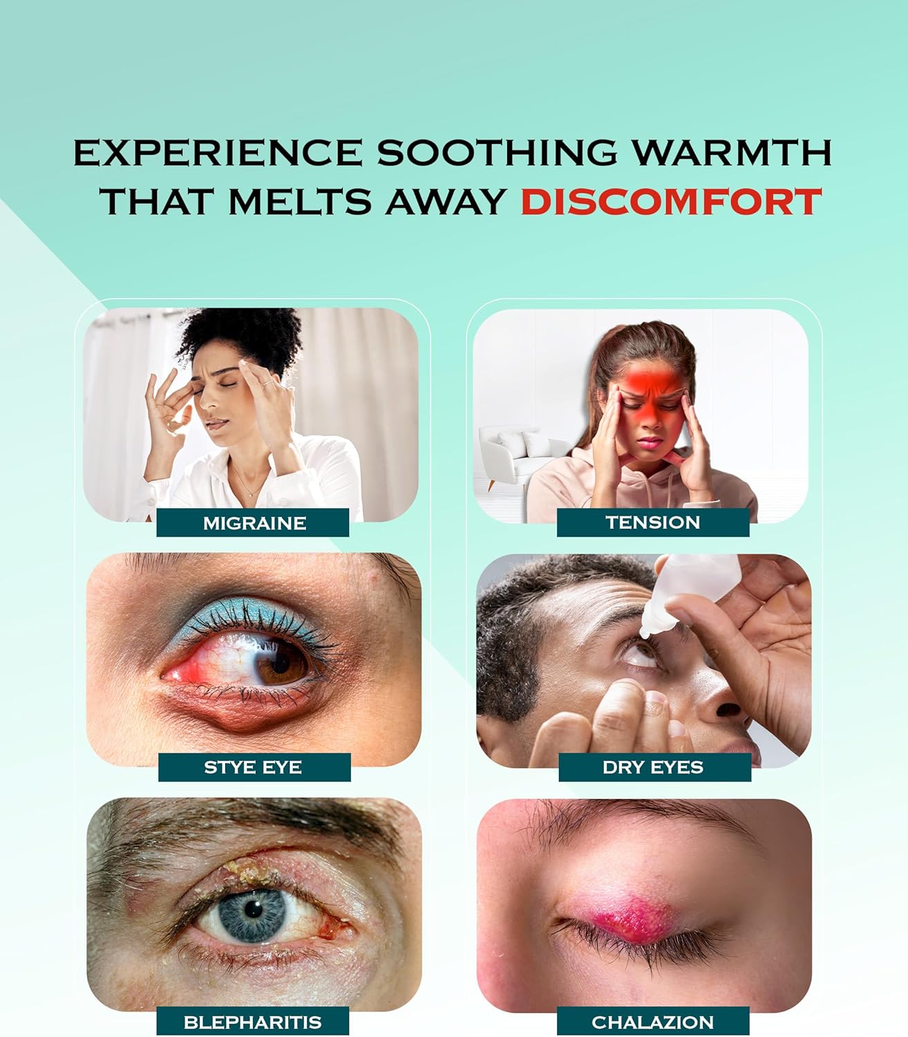 Heated Eye Mask for Dry Eyes, Stye, Blepharitis & Puffiness Relief – Microwavable Warm Compress with Soft Fleece Reusable Mask for Fatigue, Strain, Sinus & Irritation – Black