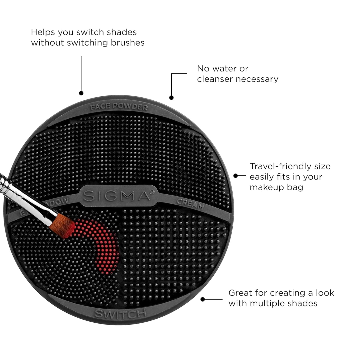 Sigma Switch by Sigma Beauty – Silicone Makeup Brush Cleaner for Switching Shades and Pigments, Switch Cleaning Mat for Superior Makeup Brush Cleaning Mid-Application (Travel Size)