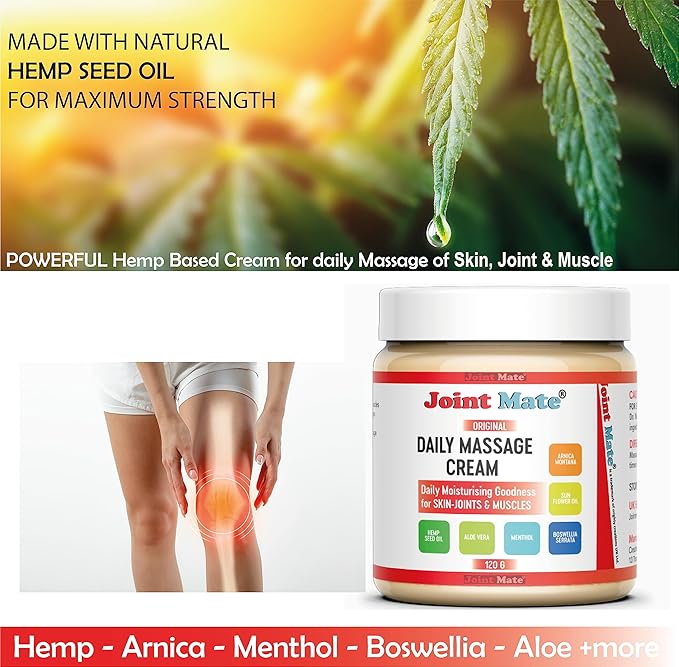 Hemp Cream HIGH Strength for Joint & Muscle Natural Massage Knee Hands Feet Shoulder Neck Lower Back- Non GMO- Clean- Organic Relief rub Balm