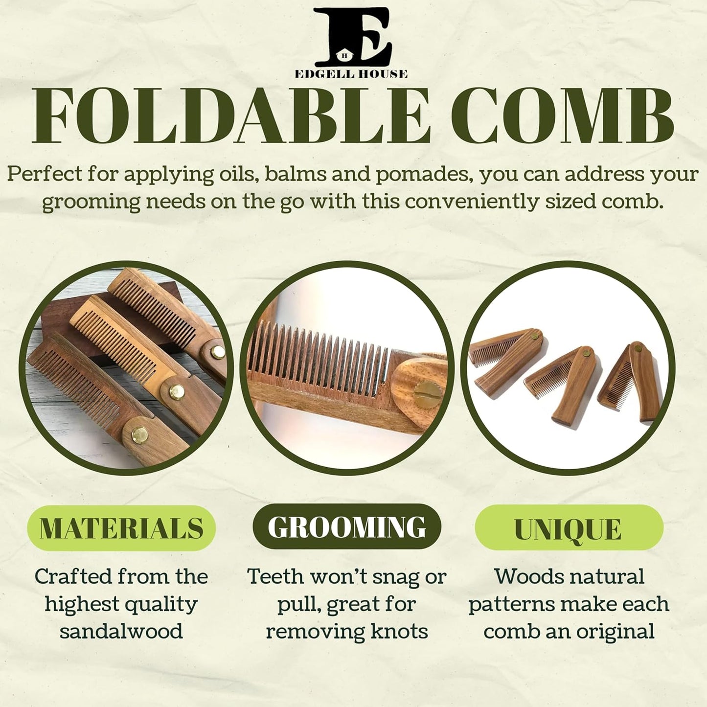 Clay Pomade And Folding Comb Gift Combo Set Includes 2.7oz Hair Clay Pomade For Men And 7 Inch Sandalwood Hair & Beard Pocket Comb – Clay Products and Wooden Gifts