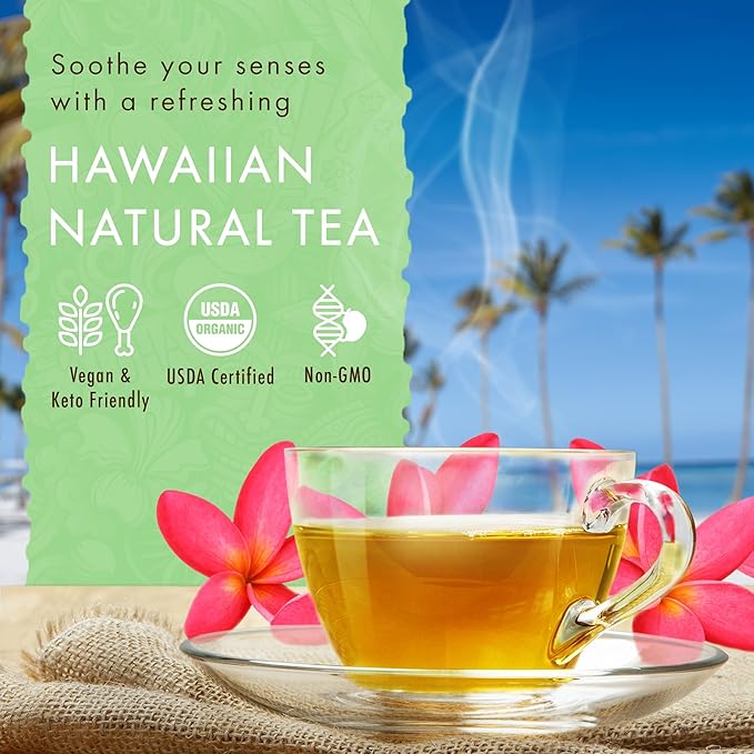 Hawaiian Natural Tea Organic Mamaki Mint Tea Blend - Caffeine Free Herbal Tea - Antioxidant-Rich, Calming, Wellness Tea for Bedtime, Anxiety & Stress - Gift for Tea Lovers - 120 Tea Bags