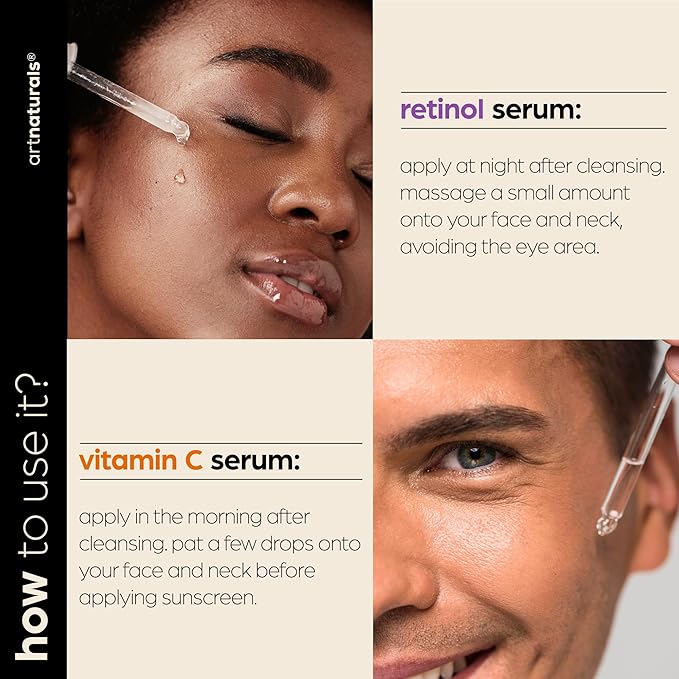 Vitamin C Serum Skin Care 2-Piece Set: Includes Retinol – Anti-Aging, Skin Brightening, Hydrating, Wrinkle Reduction, Dark Spot Corrector (1 Fl Oz (Pack of 2))