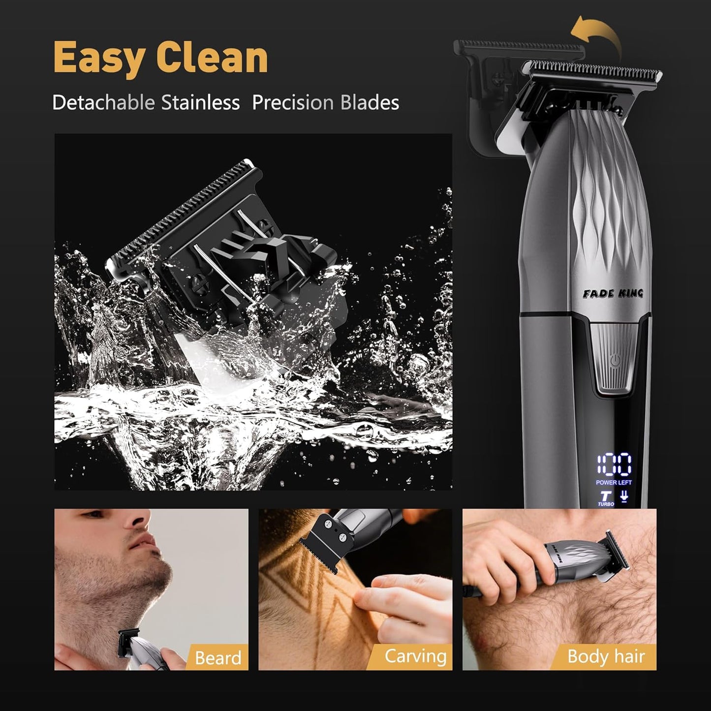 FADEKING® Cordless Hair Clippers and Beard Trimmer for Men, Professional Barber Kit for Hair Cutting and Beard Styling, Premium Grooming Gift for Men