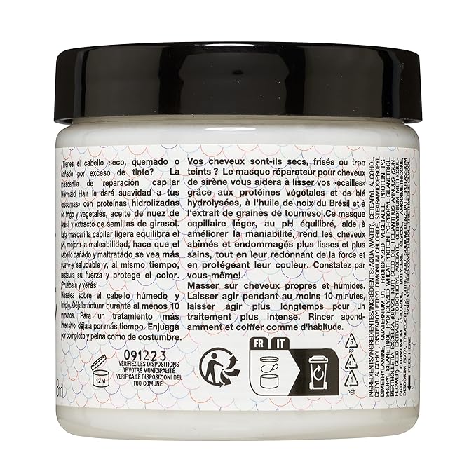 MANIC PANIC Mermaid Mask - pH Balanced Hair Treatment for Dry Damaged Hair Formulated with Hydrolyzed Wheat, Vegetable Proteins, Sunflower Seed + Brazil Nut Oil - Vegan, Unscented Hair Care (4oz)