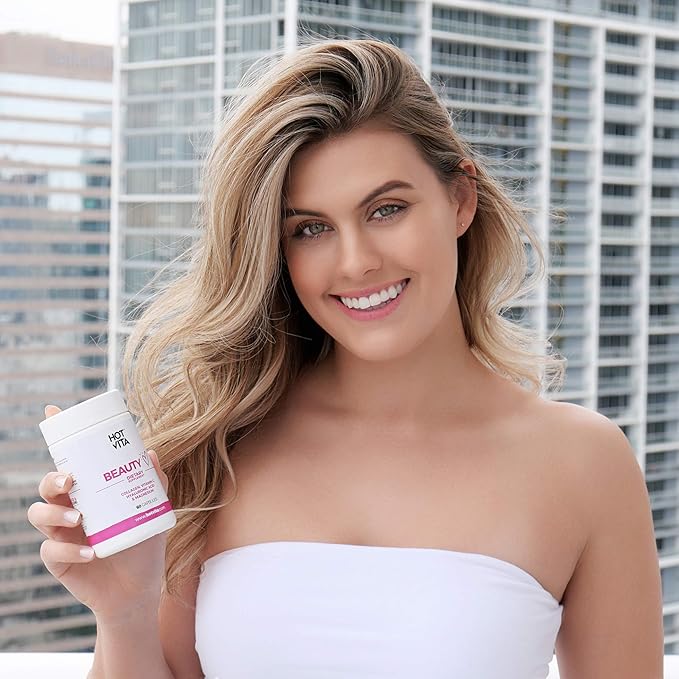 Hot Vita Beauty Supplement Pills – Anti-Aging Supplement Treatment for Hair Loss, Skin, and Nails with Collagen, Biotin, Magnesium, Vitamin C and Hyaluronic Acid