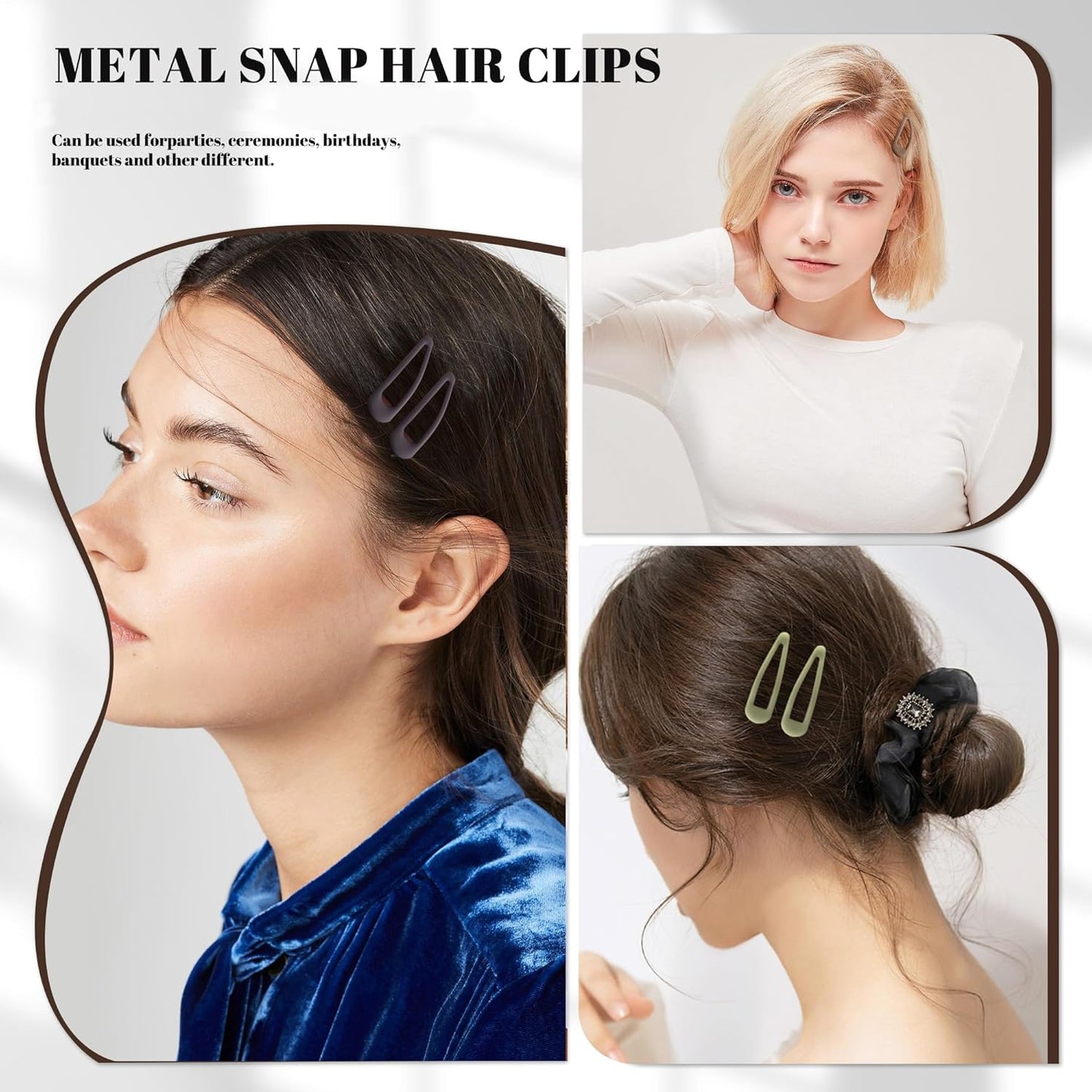 Small Hair Barrettes For Women No Slip Metal Snap Clips For Thin And Fine Hair,Matte Brown Yellow,20 PCS,1.97 x 0.5 Inch.