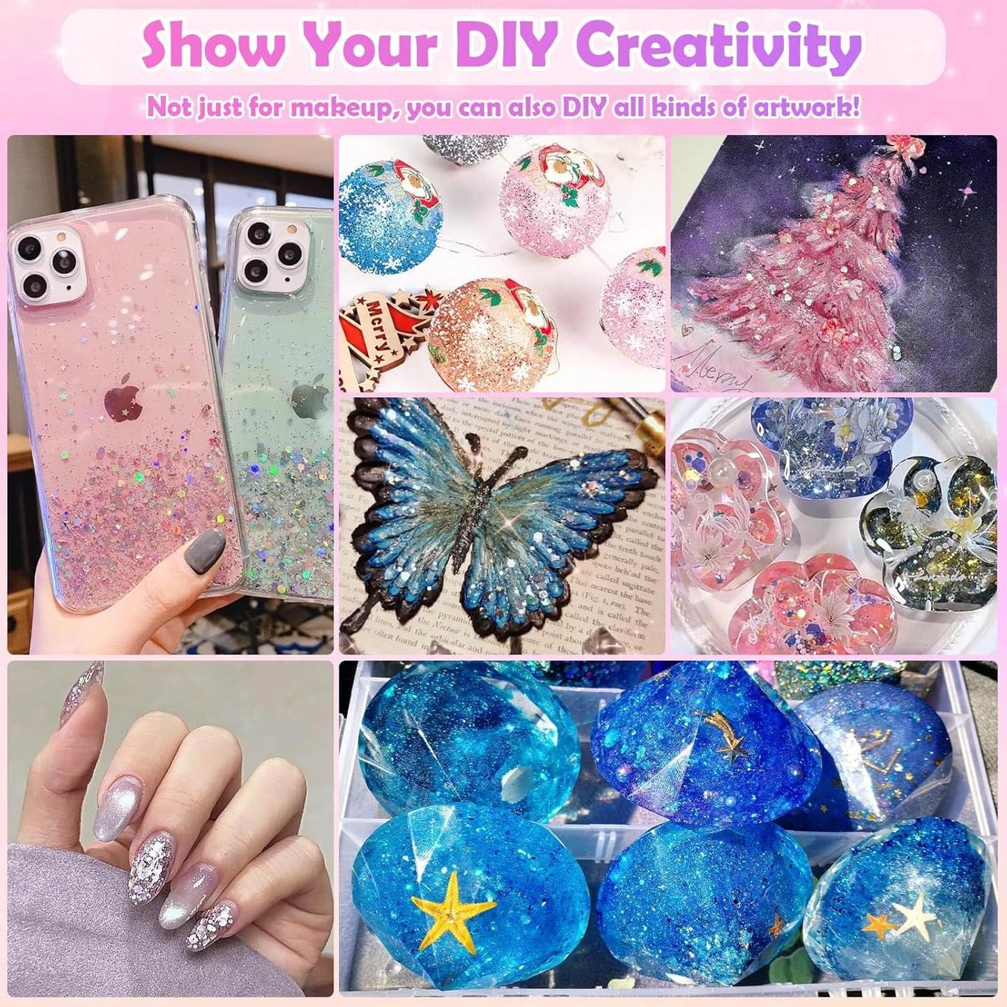 6 Colors Body Face Glitter Gel for Skin and Hair, Makeup Sparkles Rave Accessories for Festival Outfits, Mermaid Decorations, Disco Cowgirl, Mardi Gras