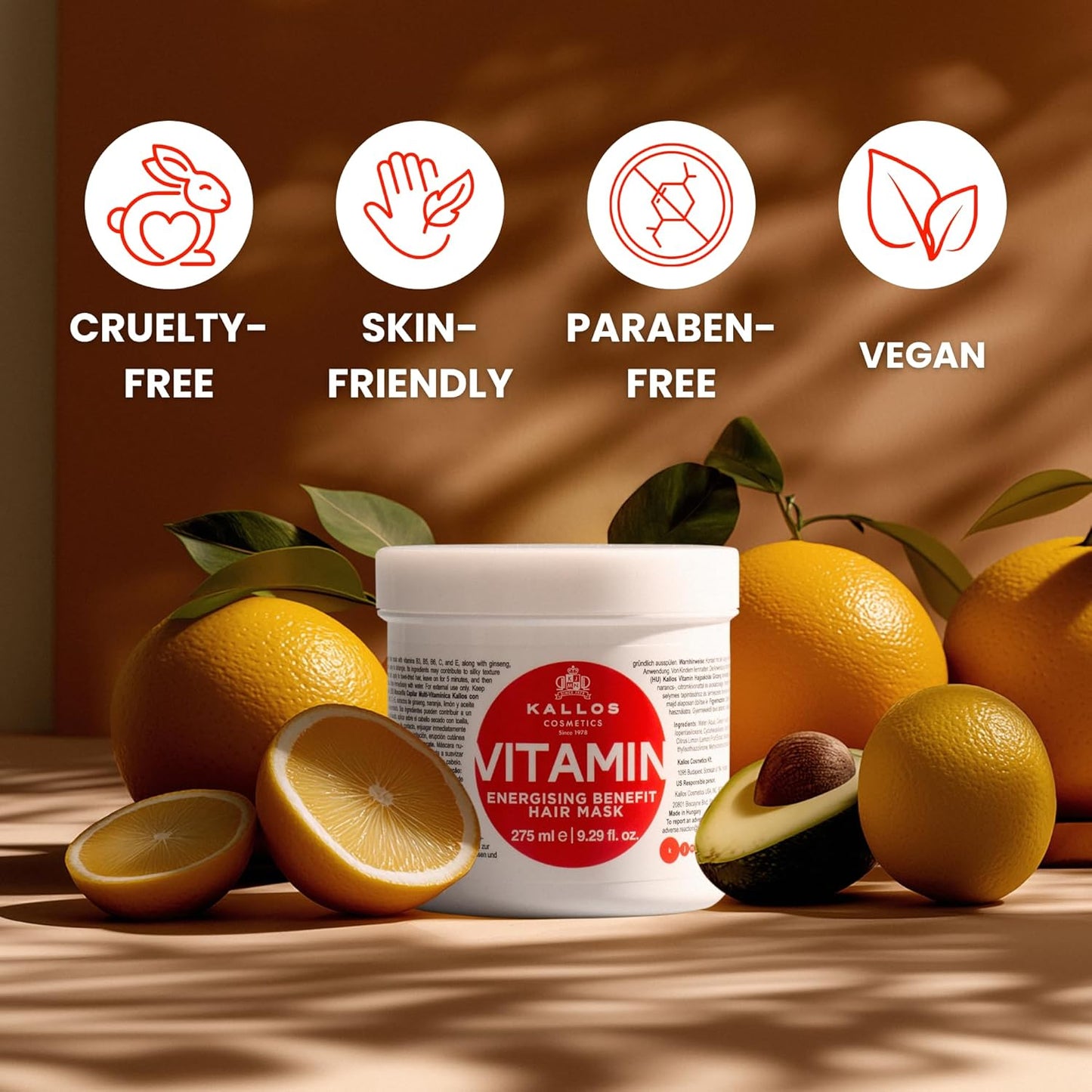 Kallos KJMN Vitamin Energising Hair Mask with ginseng extract and avocado oil 275 ml - 9,29 Fl Oz