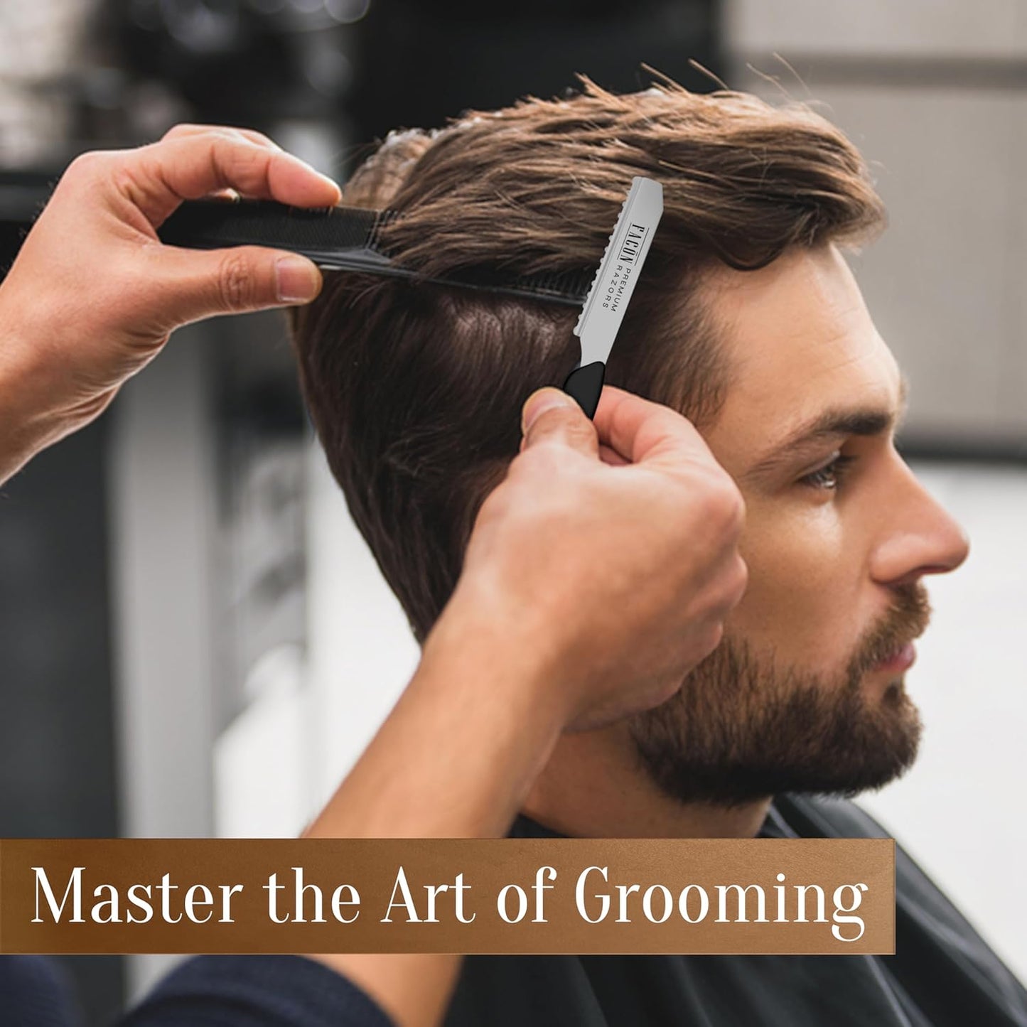 Facón Hair Razors for Cutting Hair - Professional Hair Styling Razor Kit with 11 Replacement Blades, Stainless Steel Hair Cutting Tool for Salon & Home, Premium Hair Thinning Texturizing Faether Razor