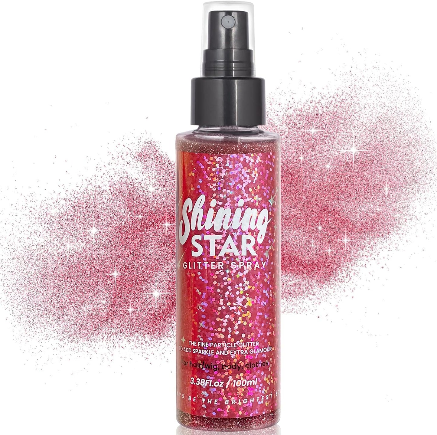 MEICOLY Pink Body Glitter Spray,100ML(3.53OZ),Liquid Glitter Hairspray,Sparkle Glitter Spray for Hair/Body/Clothes,Body Shimmer for Skin,Lightweight,Long Lasting
