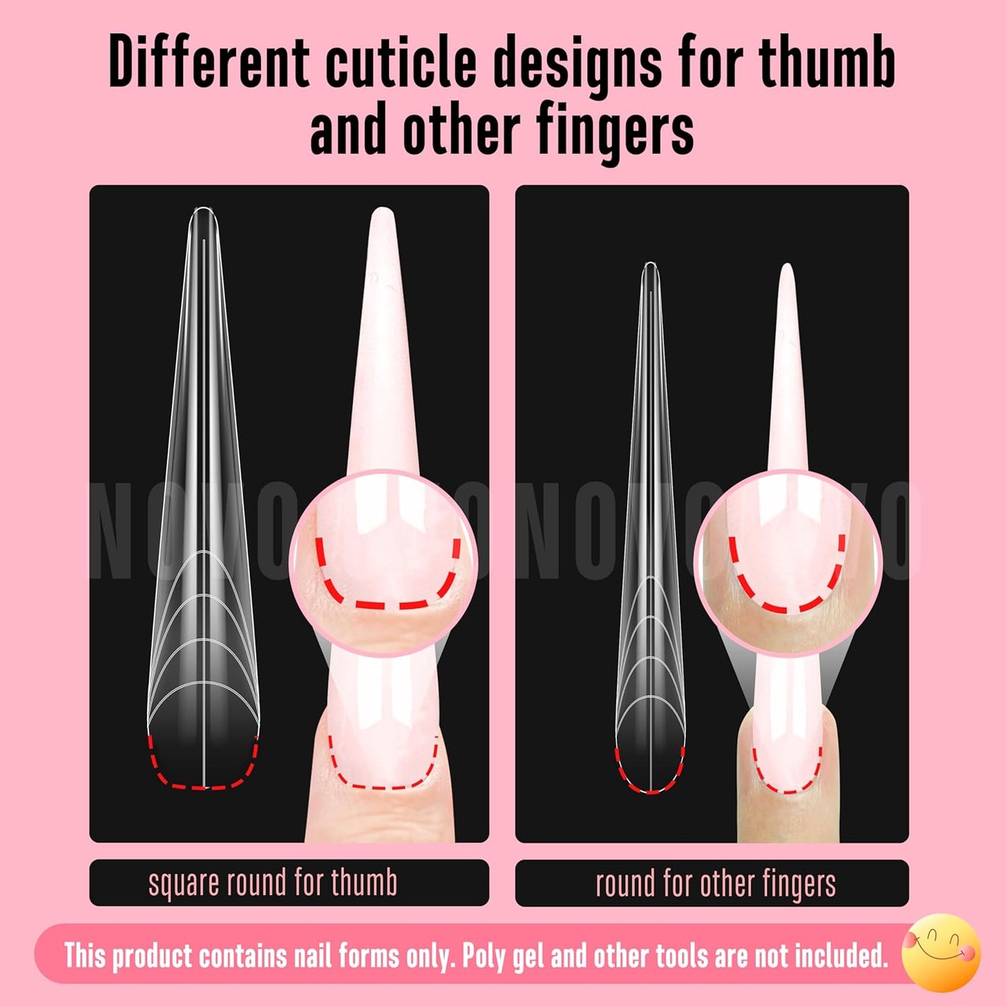 XXL XXXL Russian Almond/Coffin Nail Dual Forms for PolyGel Extension, NOT NAIL TIPS, Suitable for Harder/Builder/Poly Gel, Reusable Soft Gel Full Cover Molds 70 Pcs x 14 sizes