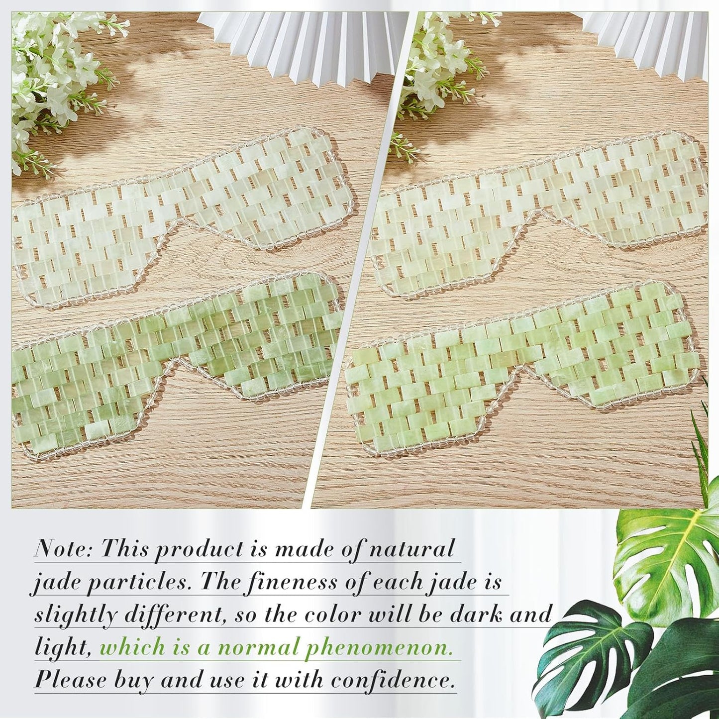 Hercicy 4 Pcs Jade Eye Mask Green Jade Stone Facial Cooling Mask for Alleviate Puffiness Face Massage Relax Eyes Relieve Migraine Meditation Beauty (Green)