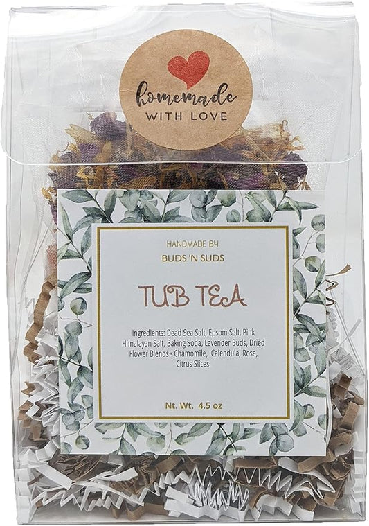 Tub Tea Natural & Organic Floral with Bath Salts- Handmade Herbal Soak for Relaxation & Muscle Relief! Self Soothing Bath Experience! These Tub Tea Herbal Bath Bags Make Great Gifts! (Pack of 1)
