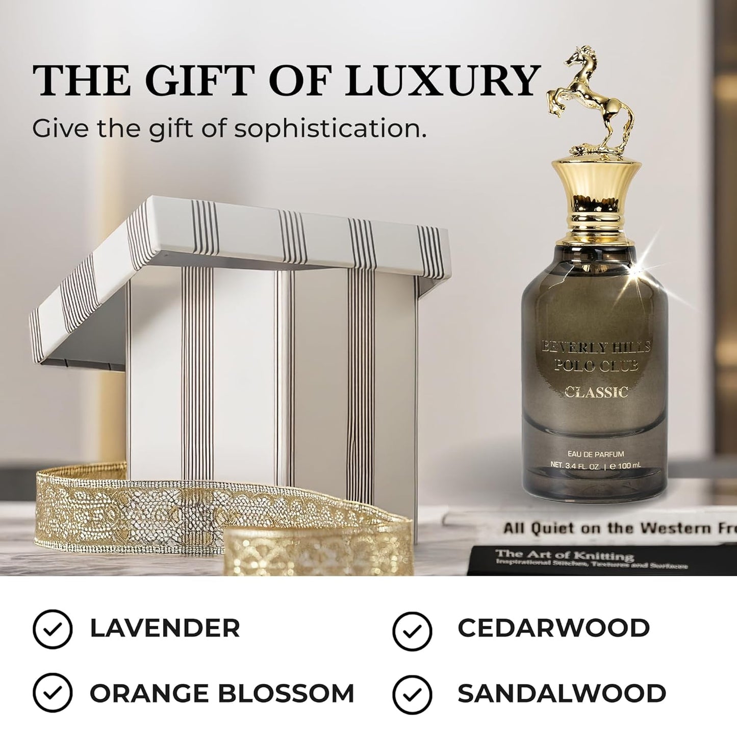 Beverly Hills Polo Club CLASSIC Eau de Parfum for Men - Enduring Luxury Fragrance with Iconic Metal Horse Cap & Premium Cylinder Box - 3.4 Fl Oz