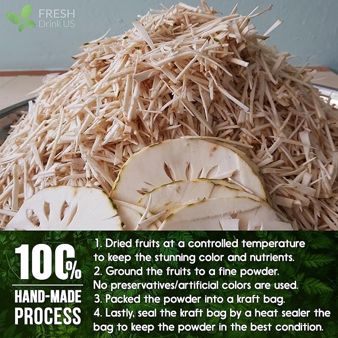 FreshDrinkUS, Premium 1oz Soursop Fruit Powder, 100% Natural and Pure from Soursop Graviola Fruit, Soursop Fruit Tea, No Additives, No Gluten, No Sugar, Vegan, Guanabana Powder, Handmade Product