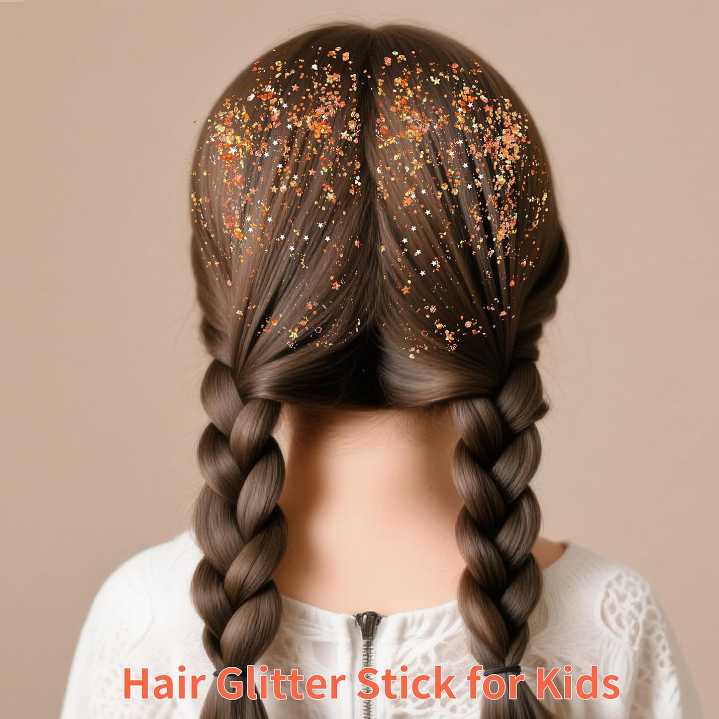 MEICOLY Orange Face Body Glitter Stick,Hair Glitter Stick for Kids and Women,Sparkle Chunky Glitter Makeup,Waterproof Face Glitter for Party Rave Festival