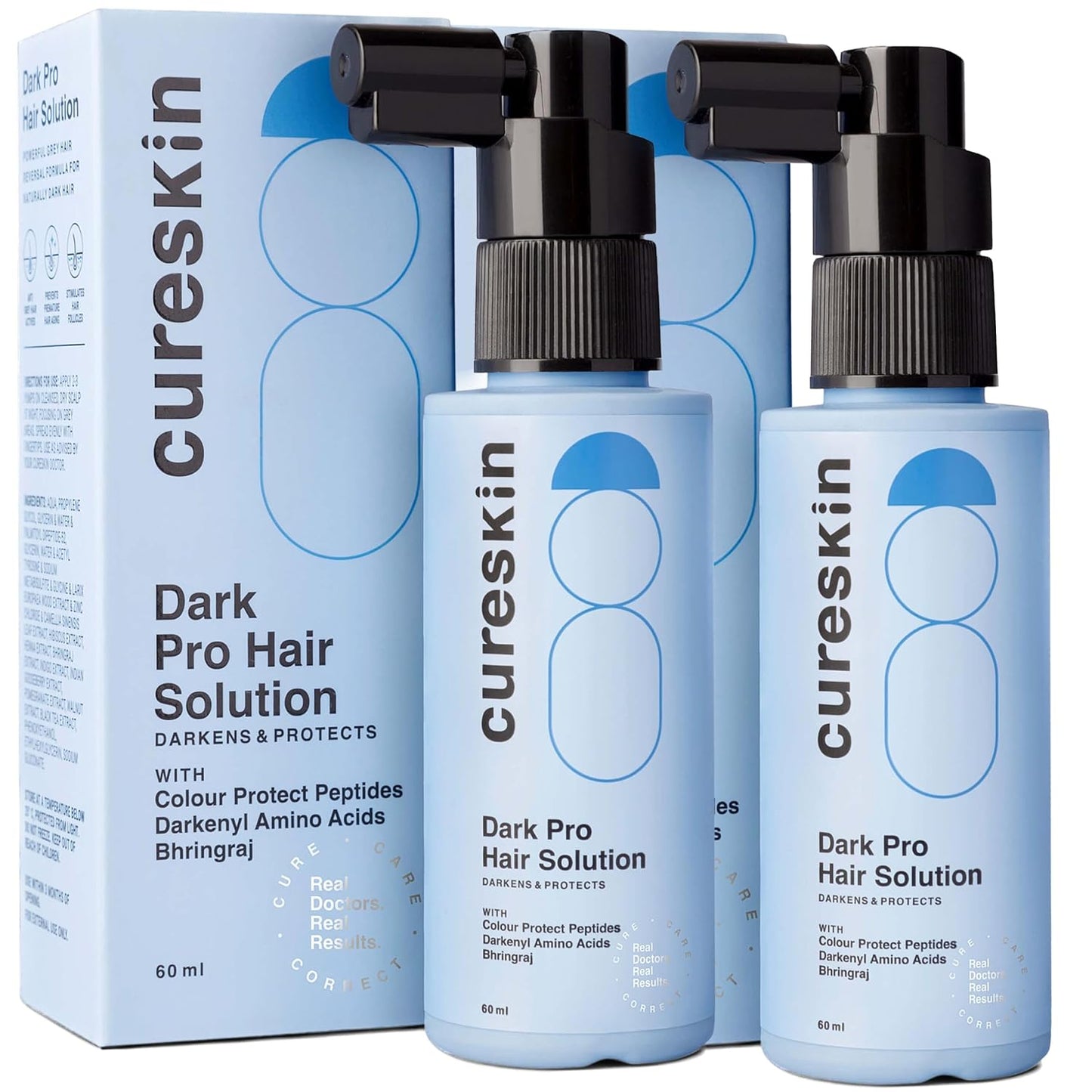 Cureskin Anti Grey Hair Serum | Reverses & Limits Hair Greying | Dark Pro Hair Solution Natural Hair Darkener, 2.02 Fl Oz (Pack of 2)