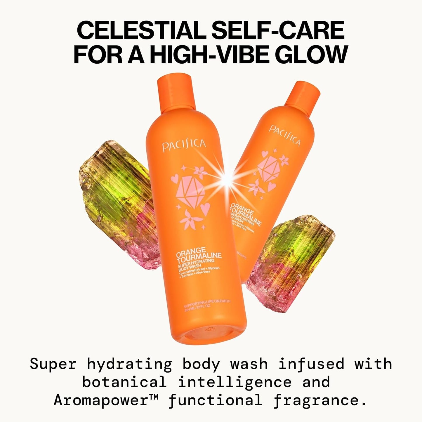Pacifica Body Wash - Orange Tourmaline Super Hydrating Body Wash - Bath & Shower Gel - Clean Beauty, Vegan & Cruelty-Free Dermatologist Tested