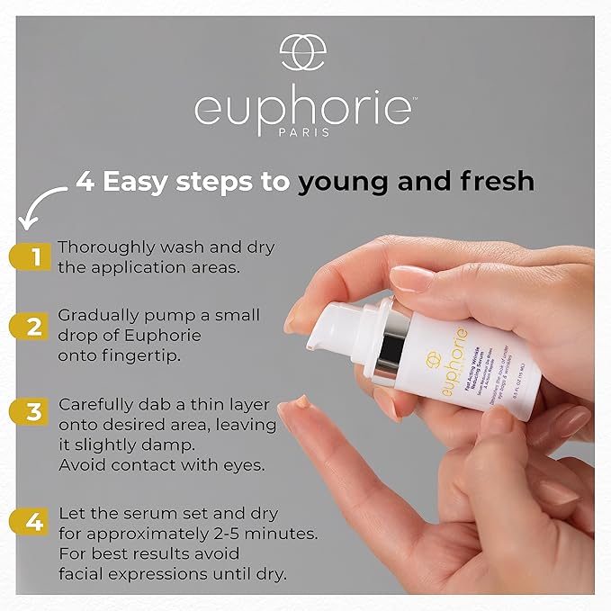 Euphorie Rapid Reduction Eye Serum - Advanced Formula - Anti Aging Serum Visibly Reduces Under-Eye Bags, Wrinkles, Fine Lines & Crow's Feet Instantly - Instant Face Lift Cream .5 Fl Oz (15ml)