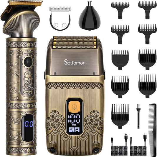 T-Blade Hair Trimmers & Electric Shavers for Men Foil Shaver Beard Trimmer Men's Grooming Kit with Triple Blades Cordless