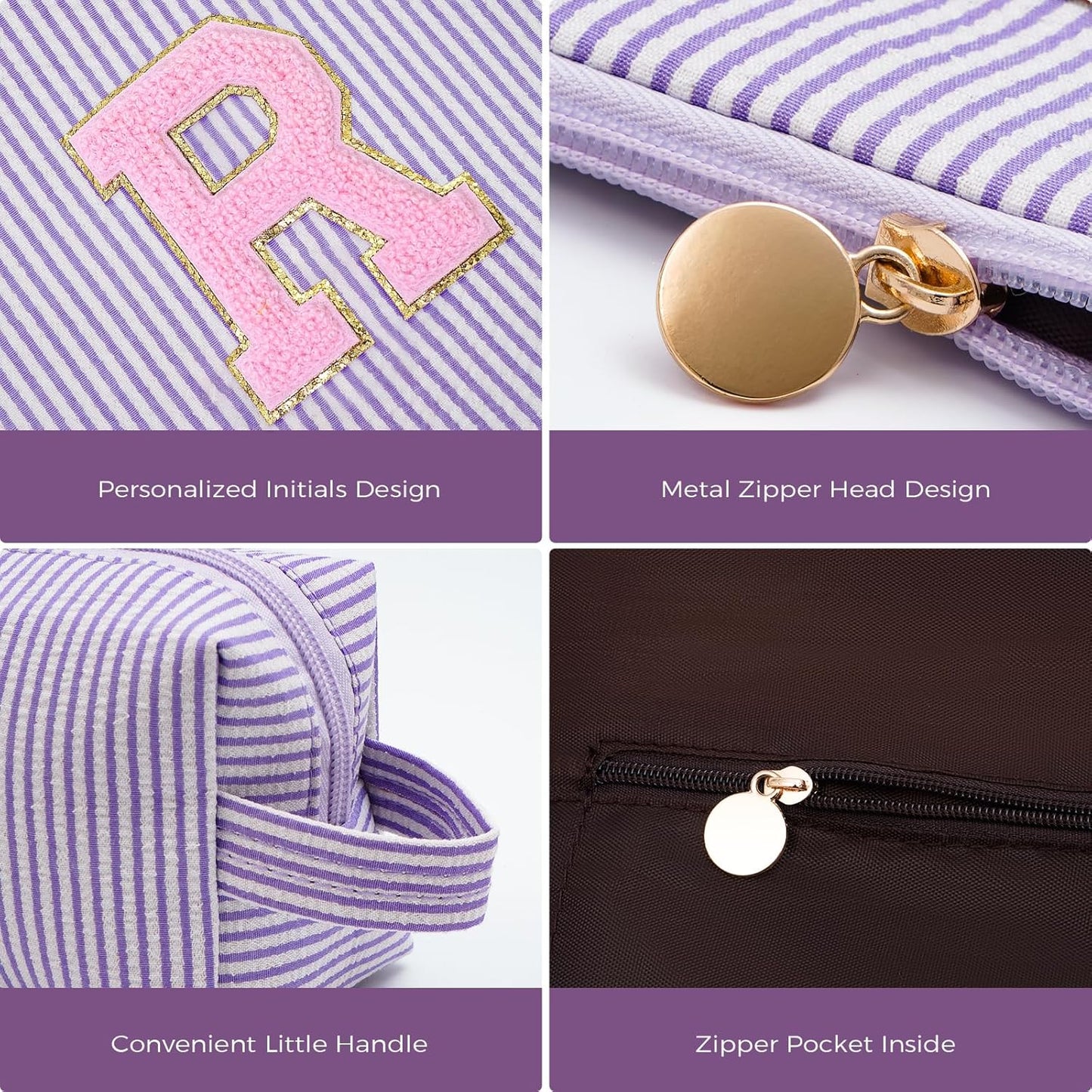 Personalized Anniversary Wife's Birthday Gifts,Mothers Day Gifts for Women,Wife Gifts from Husband,Cool Birthday Gifts for Wife,Makeup Bag Set Cosmetic Bag for Teen Girls - Lavender,R