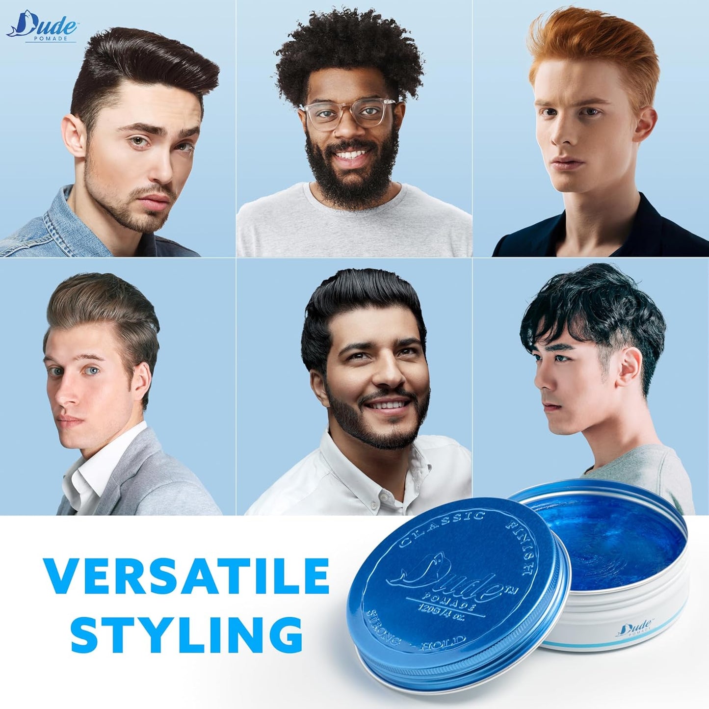 Hair Pomade for Men, Strong Hold, Flake Free, Water Based and Matte Finish Pomade 4oz