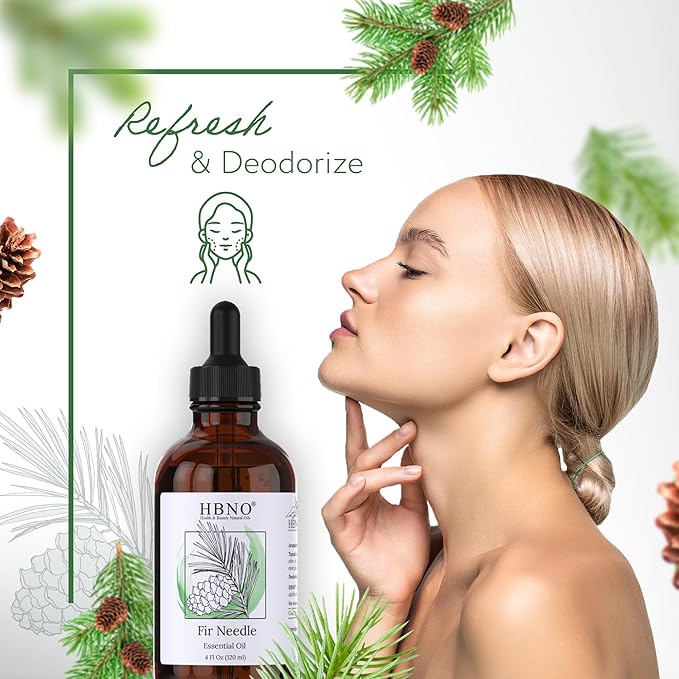 HBNO Fir Needle Essential Oil - Huge 4 oz (120ml) Value Size - Natural Fir Needle Oil - Perfect for Cleaning, Aromatherapy, DIY, Soap and Diffuser - Fir Needle Essential Oils