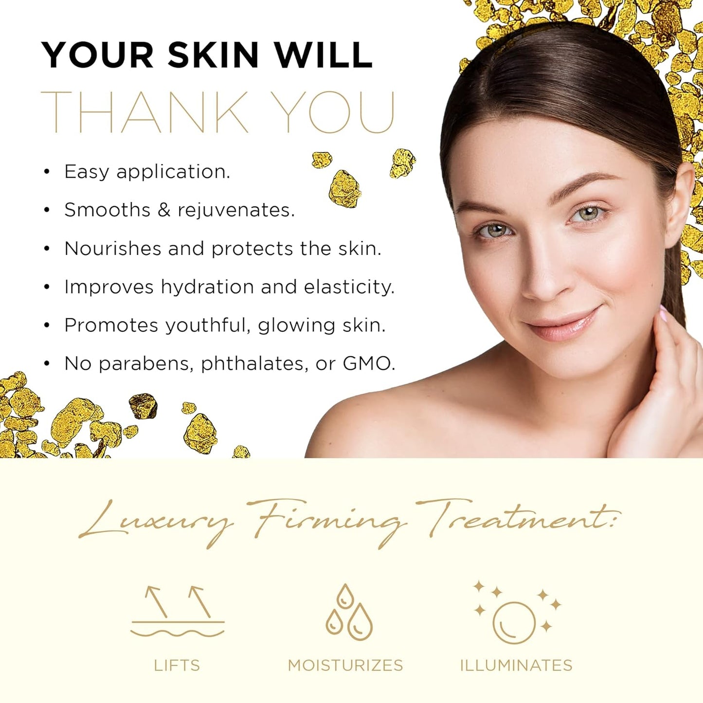 Azure Cosmetics 24K Gold & Collagen Face Moisturizer - Dermatologist Tested, Anti-Aging Face Cream - Skin Tightening, Fine Lines and Wrinkles Treatment - Korean Skin Care - All Skin Type - 2 Pack