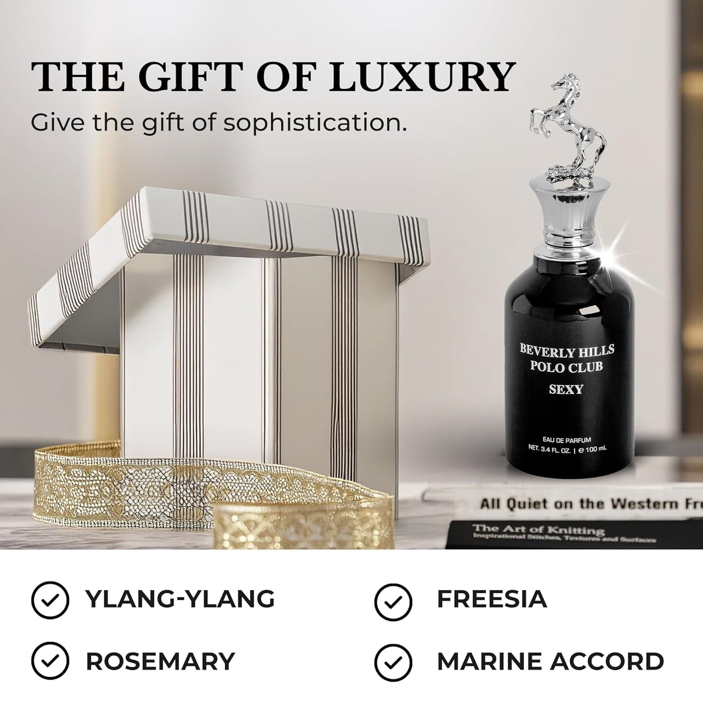 Beverly Hills Polo Club SEXY Eau de Parfum for Women | Ultra Long-Lasting Luxury Fragrance | Iconic Metal Horse Cap Design | Elegant Gifting Cylinder Box | 3.4 Fl Oz