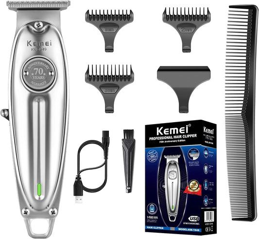 KEMEI Professional Beard and Hair Trimmer for Men, Cordless T-Blade Trimmers, Electric Hair Clippers for Barbers and Stylists, All Body Grooming Model 1949