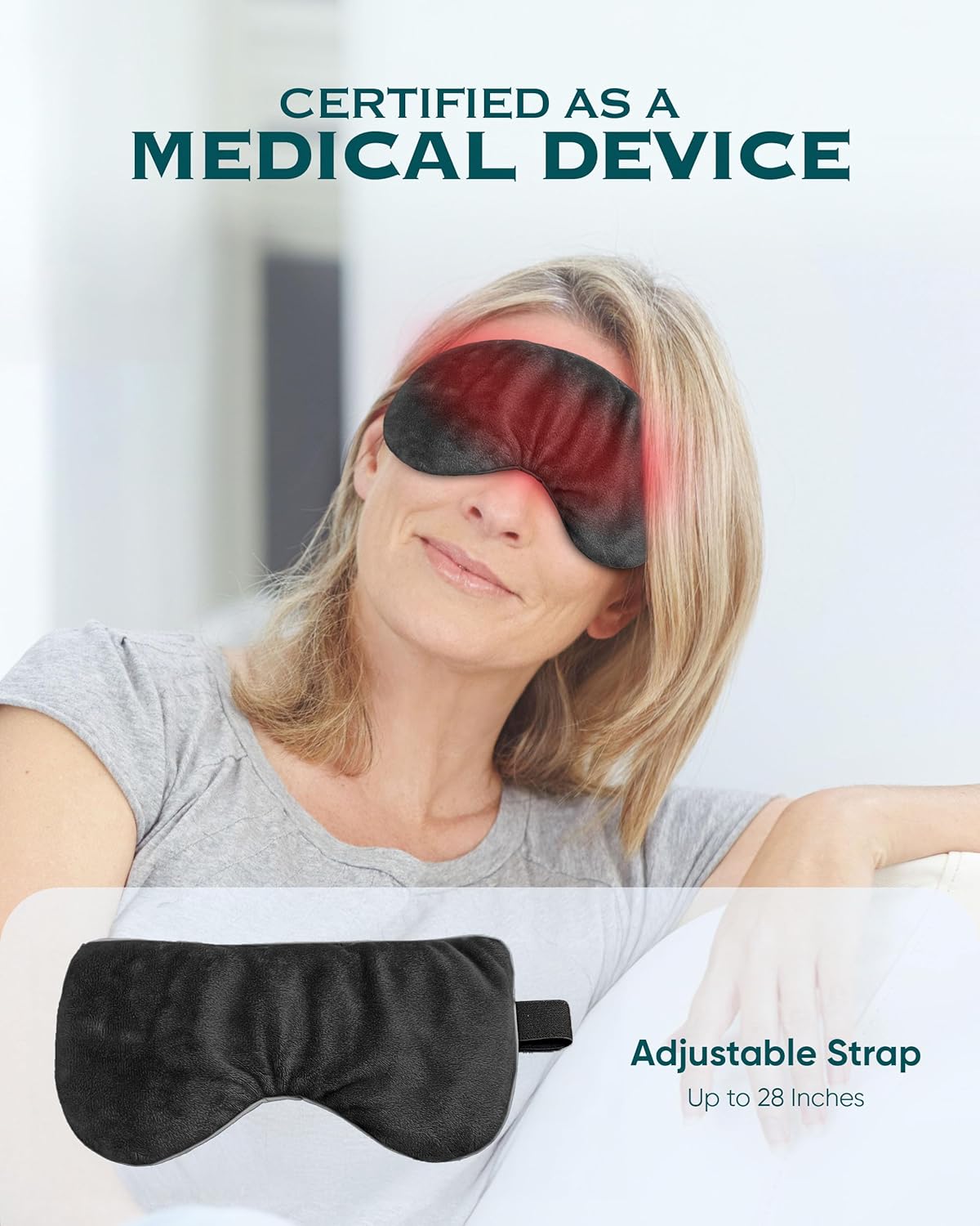 Heated Eye Mask for Dry Eyes, Stye, Blepharitis & Puffiness Relief – Microwavable Warm Compress with Soft Fleece Reusable Mask for Fatigue, Strain, Sinus & Irritation – Black