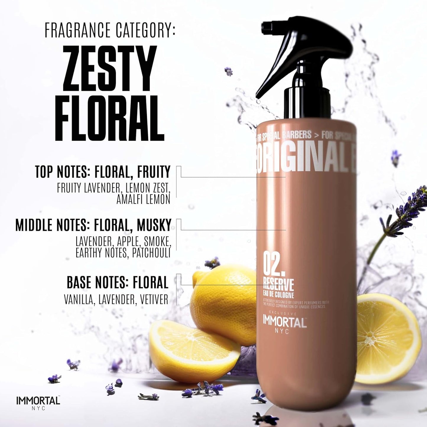 Immortal NYC Reserve 02, After Shave Spray Premier Men's Cologne, 17 oz - Exclusive Barbers - Softens Skin - Refreshes/disinfects and Relieves Face and Skin - Moisturizing Formula After Shaving