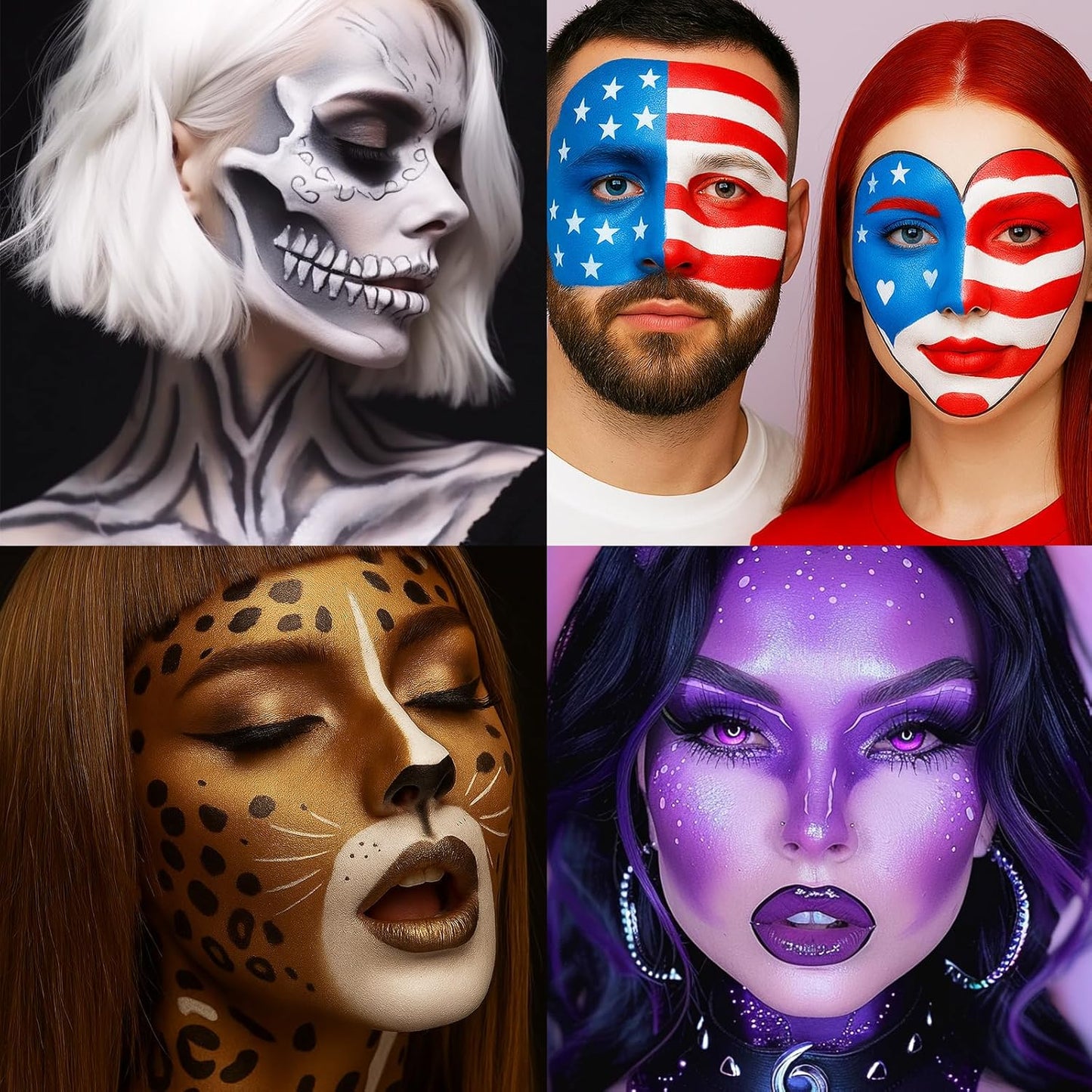 8PCS Face Body Paint Stick, Oil Based Face Painting Kit for Halloween Clown Monster Skull Vampire Costume Cosplay Makeup, Sports Eye Black for Football, Baseball, Softball