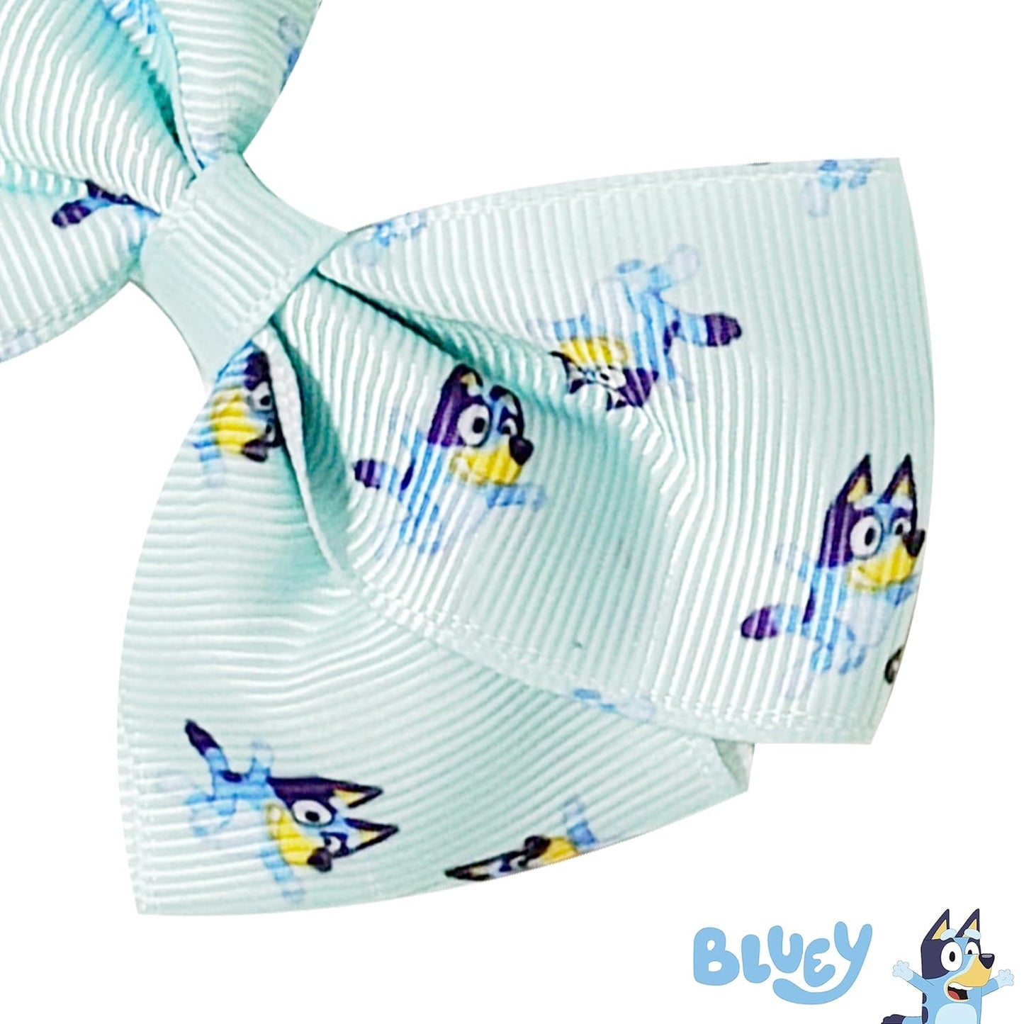 Bluey Kids Hair Bows - Hair Accessories Gift Set - Bluey Hair Bow - 7 Pcs 4 Inch Bow Bundle - HairBows for Girls - Different Bluey print on each clip - Alligator Clip - Ages 3 +