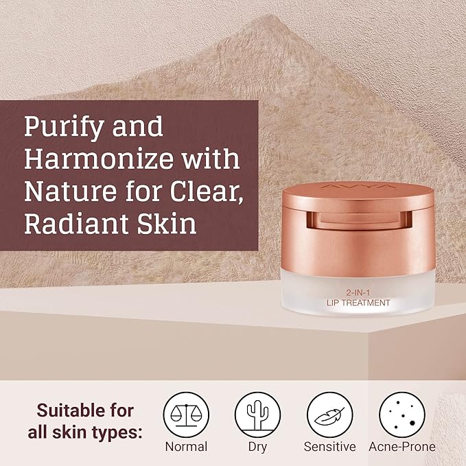 Avya Skincare Two-In-One Lip Treatment/Sugar Scrub Exfoliates and Softens Lips/Balm with Marula and Mango Moisturizes and Nourishes / .07oz