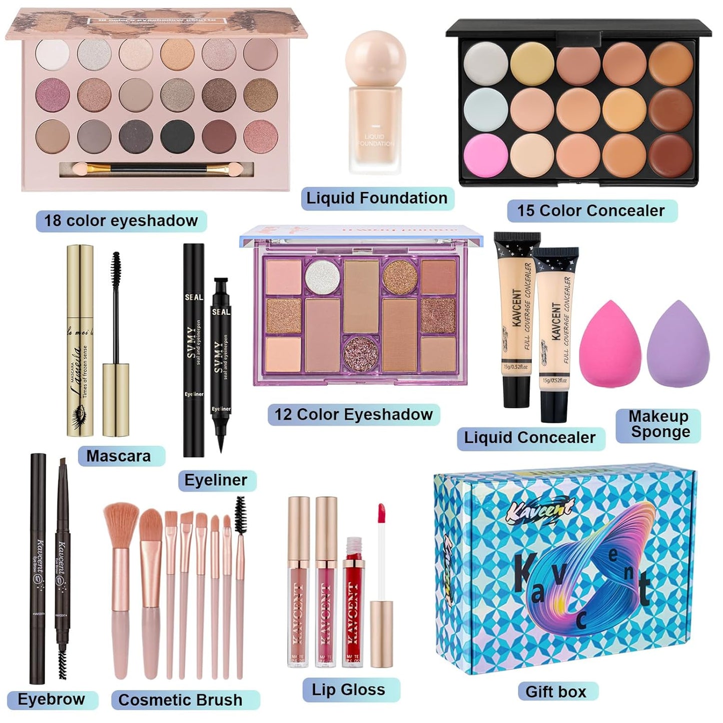 Makeup Kit for Women Full Kit Makeup Set for Teens Teenager Makeup Gift Set for Teen Girls Women Eyeshadow Foundation Makeup Kit for Teens Christmas