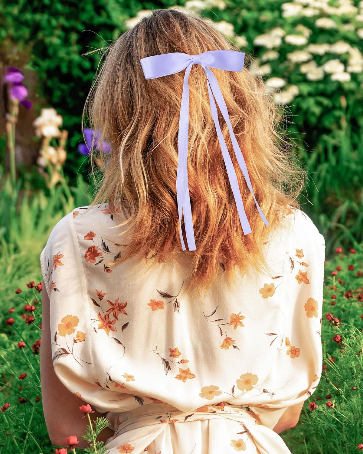 6Pcs Tassel Ribbon Hair Accessories for Women and Girls - Bowknot Clips with Long Tails in Assorted Colors (Blue/Pink/White/Beige/Purple/Red)