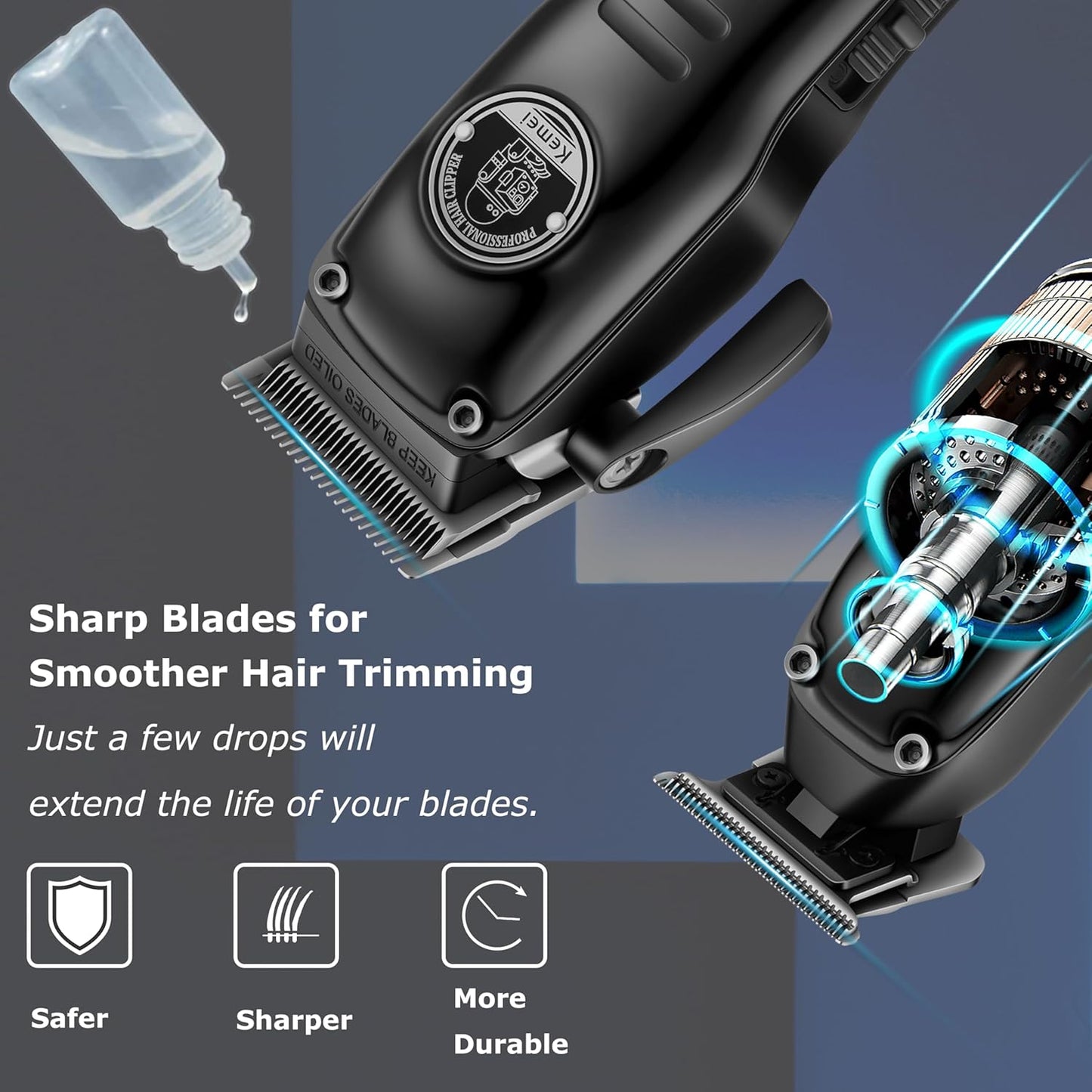 KEMEI 1827 Professional Hair Clippers for Men, Electric Beard Trimmer with Zero Gap T-Blade, Cordless Clippers and Trimmers Set with LED Display for Mens Gifts