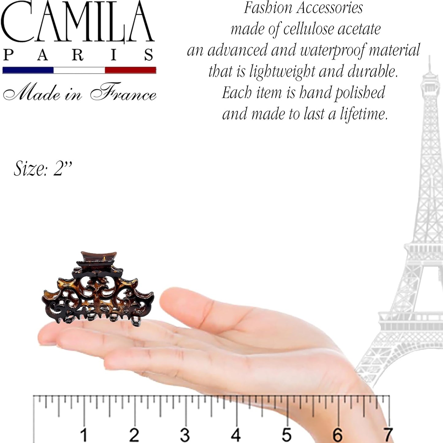 Camila Paris NV106 French Hair Clip for Women, Girls Hair Claw Clips Jaw Fashion Durable and Styling Hair Accessories for Women, Strong Hold No Slip Grip, Made in France