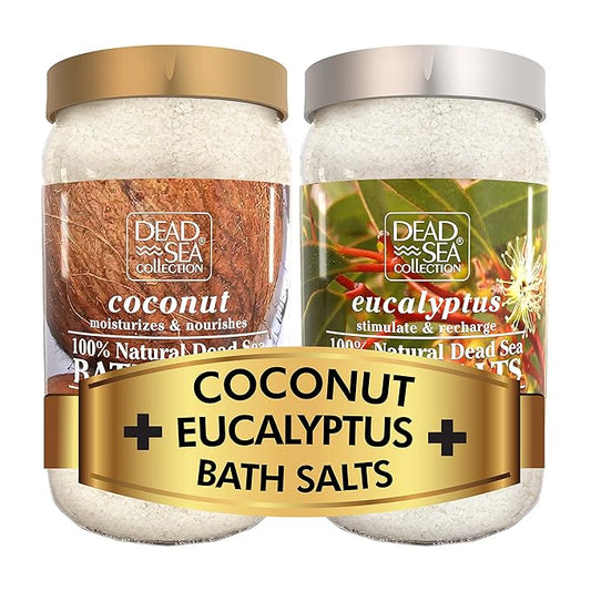 Bundle-Dead Sea Collection Bath Salts Enriched - Coconut and Eucalyptus - Natural Salt for Bath - Large 34.2 OZ. - Nourishing Essential Body Care for Soothing and Relaxing Your Skin and Muscle
